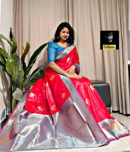 Premium Kanjivaram Soft Silk Saree with Copper Zari Weave