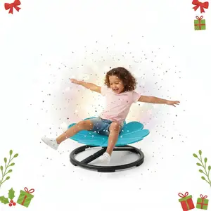 Kids Sensory Swivel Chair Flower-shaped Design for Autistic Toddlers with Non-Slip Metal Base for Coordination Balance Focus Training Blue