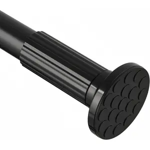 Adjustable No Drilling Tension Curtain Rod 51-168 In, 1.26In Diameter Never Rust Black Extra Long Rod for Patio Window Bathroom Shower