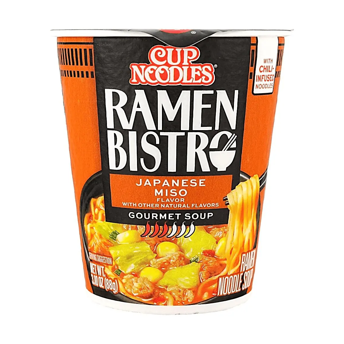 NISSIN Ramen Bistro Japanese Miso Flavor Cup Noodles - Rich Broth, Authentic Japanese Instant Ramen (88g)