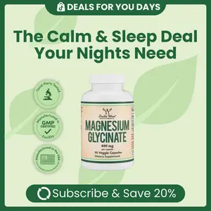 Magnesium Glycinate | 400 mg | 90 Count | Boost Mood & Well-Being | Promote Calmness & relaxation | Support Bone Health | Double Wood Supplements