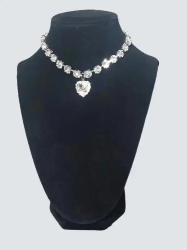 Pet Collar Crystal Diamond Heart Necklace Magnetic Breakaway Safe for Dogs & Cats