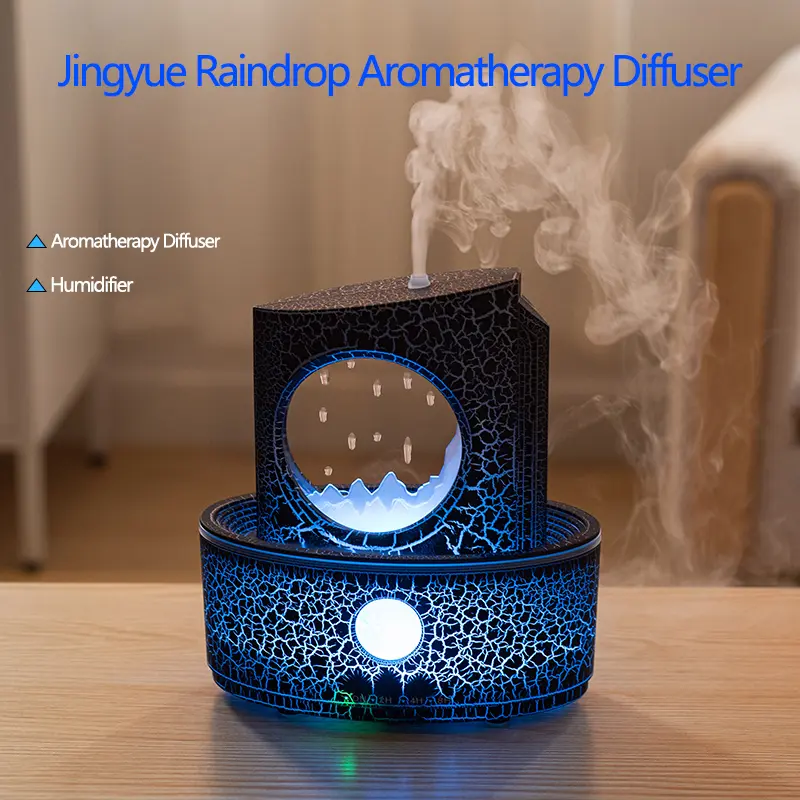 Jingyue Water Drop Humidifier - AC-Powered Aroma Diffuser, Household Large-Fog Desktop Model with Remote Control, Night Light, Ideal for Desk Humidifiers for Office Use, Diffusers