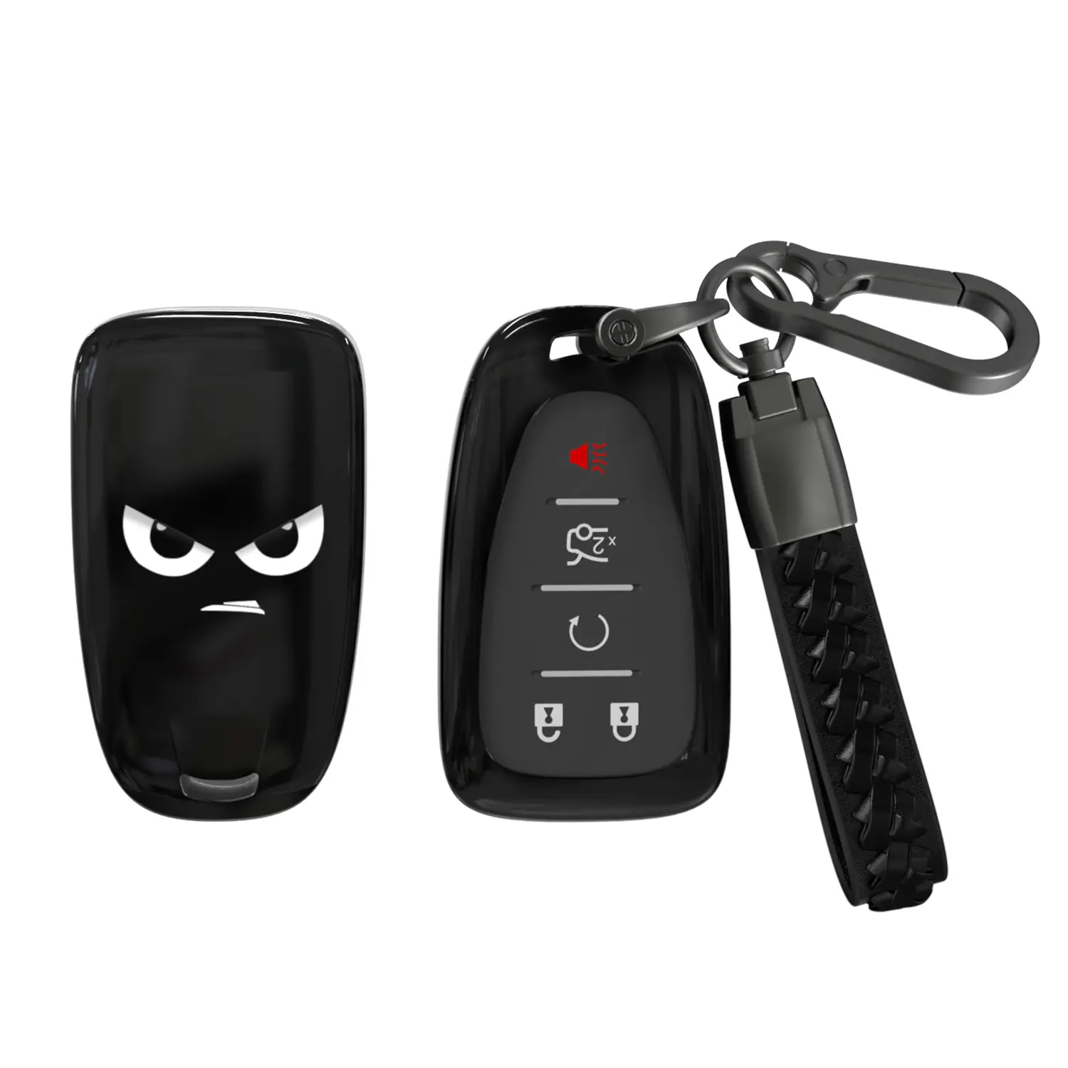 ACEBOY for Chevy Key Fob Cover, Soft TPU Key Case with Keychain for Chevrolet Blazer Camaro Malibu Equinox Cruze Traverse Trax Sonic Tracker Bolt EV,2016-2025 Models (Black,2/5 Buttons)