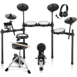 VEVOR Electronic Drum Set with Quiet Mesh Pads, 32 Drum Kits 480 Sounds Electric Drumset, 8in Snare, 10in Cymbals, USB MIDI Supported, Drumsticks, for Beginners AdultsVEVOR Super Brand Day