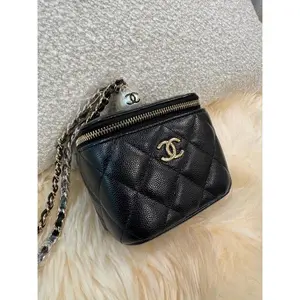 Pre-owned CHANEL LEATHER Shoulder Bags BLACK MINI VANITY TOP HANDLE