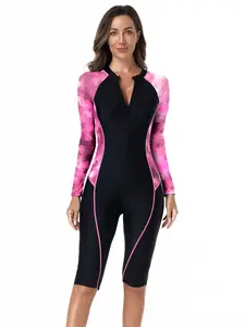 Women's Long Sleeve One-Piece Swimsuit, Quick-Dry Swimwear for Swimming Racing Surfing Snorkeling, Slimming Design