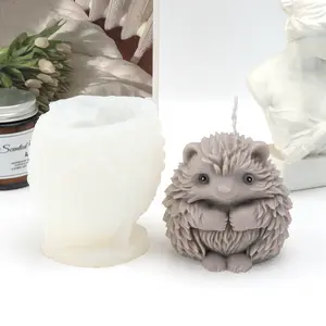 Realistic 3D Sitting Hedgehog Candle Silicone Mold Cute Chubby Plump Animal Soap Resin Casting MouldNon-Stick Easy Release Reusable DIY Craft Mold for Scented Candle Making Handmade Gift