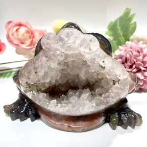 Natural Stone Druzy Agate Toad Crystal Geode Raw Stone For home decor From IG Crystal