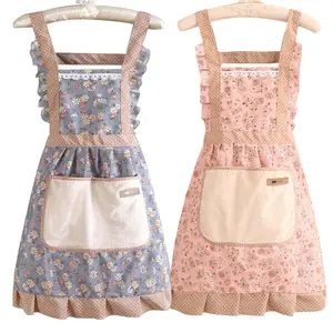 Floral Print Waterproof & Oil-Resistant Apron with Pocket Breathable Cooking Apron for Women Multicolor Kitchen Flower Cover Pink 1 Count