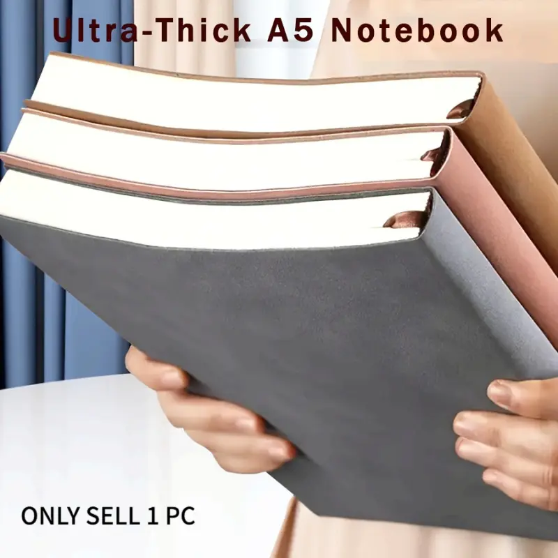 A5 left-tie lambskin notebook, with 360 pages of high-quality eye-protecting paper, A5 inner lining paper, simple, portable, waterproof, suitable for use in schools and offices, Writing Notebook