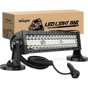 Nilight 13.5in Offroad LED Light Bar, Triple Row 96LEDs Spot-Flood Combo, Bright Aluminum Body, Plug-and-Play Wiring, Strong Magnetic Mount, Fog/Driving Lights for Truck, UTV, Triple Row Leds