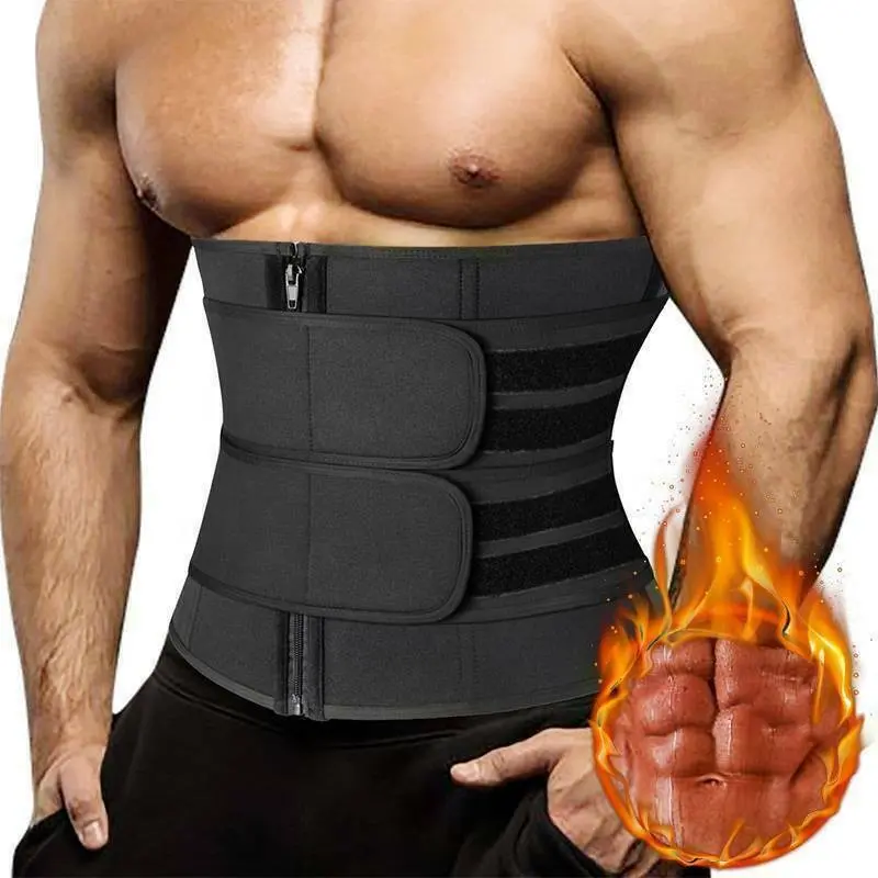 Men's Neoprene Waist Trainer - 1/2 Pack Tummy Control Body Shaper, Stretchable Compression Belt for Gym Workout, Sports Sweat Fabric Athleisure Men's Waist Trainer Trimmer Shapewear