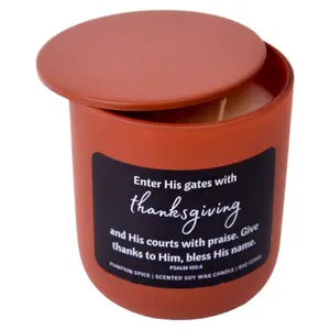 Pumpkin Spice Scented Soy Wax Christian Candle 8oz