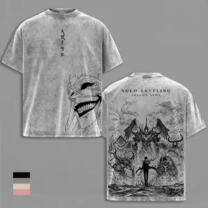 Solo Leveling Sung Jin Woo Shadow Army Anime Graphic Tee Vintage Washed Shirt Unisex Streetwear Solo Leveling Anime Shirt Shadow Monarch Tee Anime Clothing Gift for Anime Lovers Fans
