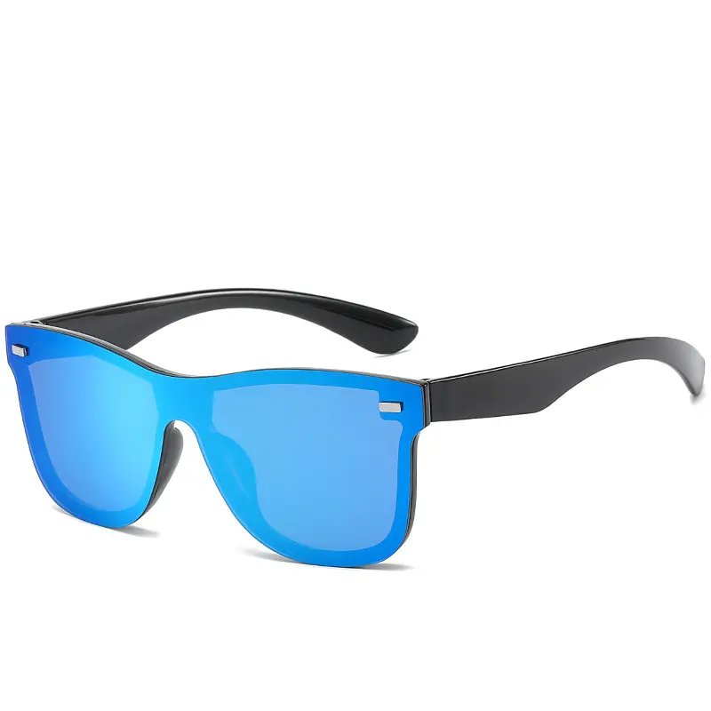 Unisex Fashionable Glasses - Baseball-Shape Outdoor Sports Eyewear, UV-Protective Sunglasses with Blue Lenses and Black Frame