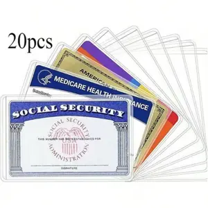 Social Security Card Protector Sleeves, 10/20 Pack Transparent PVC Waterproof Covers, Badge Holder, Ideal for Medical ID Business Credit Cards Office Supplies