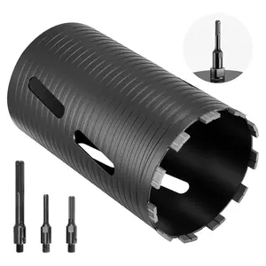 【DealsForYouDays】VEVOR 6-inch Diameter Core Drill Bit, 9.5-inch Drilling Depth, 5/8-11 Internal Thread, Carbon Steel Diamond Dry Coring Bit with 3 Adapters, Pilot Drill & Hex Wrench, for Concrete, Masonry, Airports