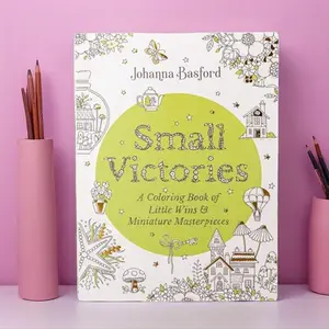 Small Victories Coloring Book for Adult Stress Relief A4 Coil Notebook with Elegant Gold Wave Design for Time Management Organized Life Planning Enhances Focus Mindfulness Doodle Books