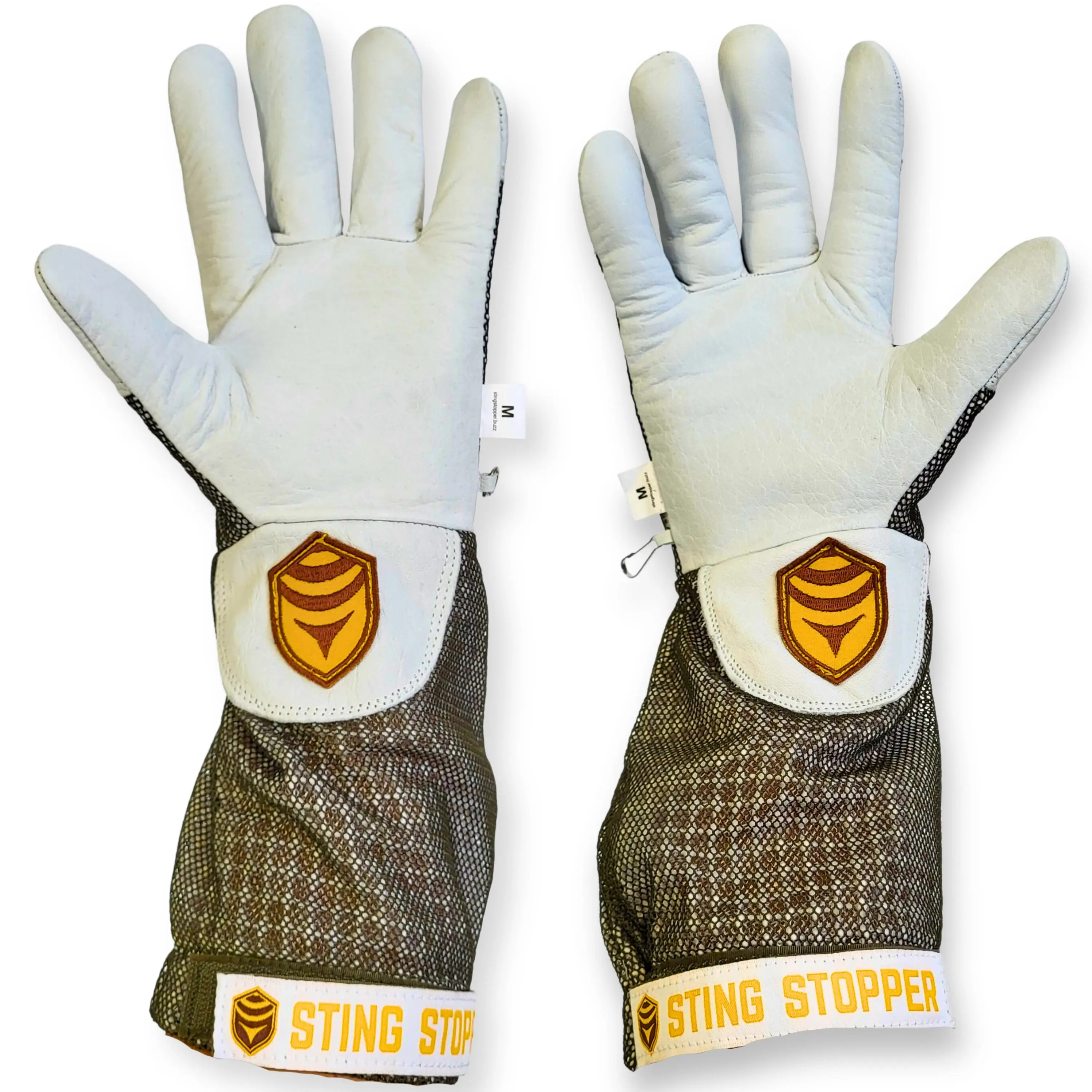 Sting Stopper Ventilated Goat Skin Beekeeping Gloves - Olive Green