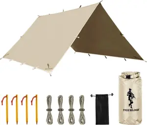FREE SOLDIER Camping Tarp Waterproof Portable Multifunctional Outdoor Traveling Awning Backpacking Shelter Rain Tarp (Beige 10*10.5ft) : Sports & Outdoors