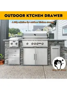 Gaomon 304 Stainless Steel Triple-Layer Undermount Soft-Close Drawer, 18in W x 24in H x 18in D Heavy-Duty Rustproof Outdoor Kitchen BBQ Cabinet Organizer with Silent Slides, 304 Steel
