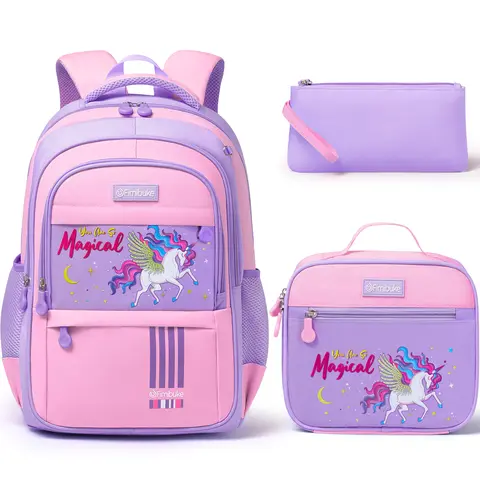 Fimibuke 3-Piece Backpack Set for School, Includes Backpack, Lunch Bag & Pencil Case, Waterproof School Bookbag with Spacious Interior and Multiple Pockets