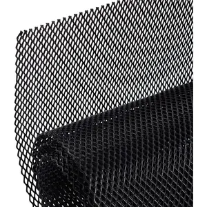 Universal 40"x13" Car Grill Mesh-100x33cm Aluminum Alloy Automotive Grille Insert Bumper 3x6mm Rhombic Hole, One of the Most Multifunctional Shape Grids Black