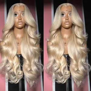 Transparent Lace Frontal wigs Ash Blonde 200% 13x6 HD Lace Human Hair wigs Toned Blonde Body Wave Wigs Pre Plucked Natural Hairline For Woman Can Be Restyled