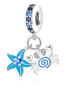Blue Starfish Crab Silver Color Pendant, Cute Collectible Charm, Cute Animal Ocean Style, Versatile Daily Commuter Gift, All Seasons Jewelry