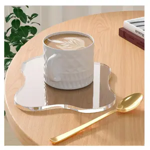 Acrylic Coaster Decorative Plates Irregular Bar Drink Coaster Eco Friendly 7.09L x 6.14W 3.2 oz Clear Cloud Shape Tableware Cover for Tabletop Protection and Desk Use