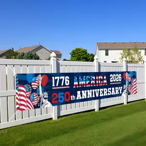 250th Anniversary American Banner Flag, 4th of July Decorations,1776-2026 USA 250th Birthday Premium Banner with Grommets, Decorations for Outdoor, Indoor, Yard, Garden, Porch