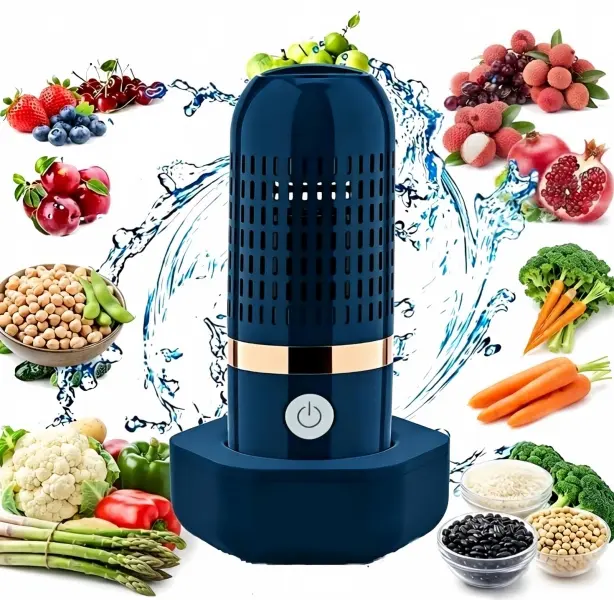 Portable Fruit & Vegetable Cleaning Pod, Wireless Rechargeable Food Purifier, One-Touch Waterproof Kitchen Cleaner, Ideal Household Gift for Fruits, Veggies, Grains, Rice, Meat & Seafood