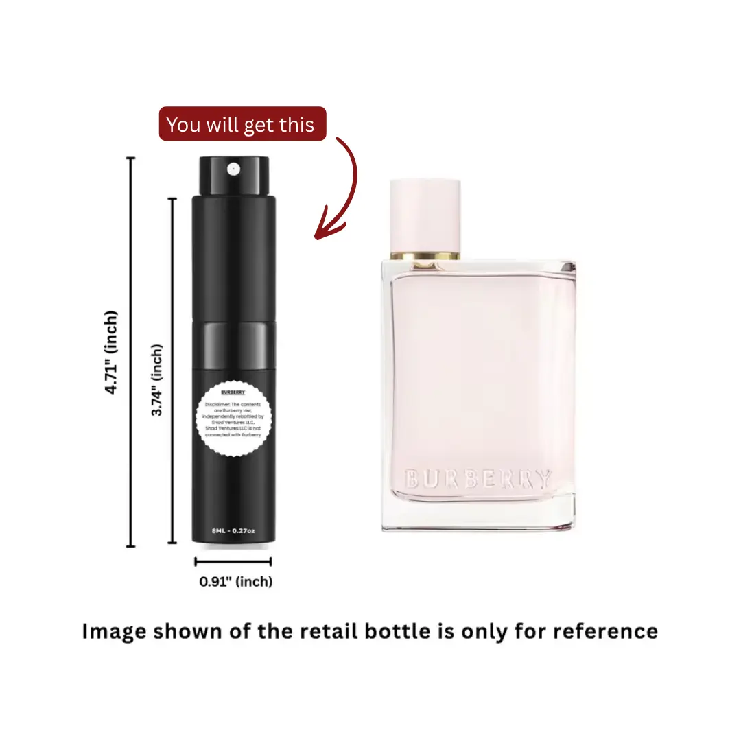 Burberry Her Eau de Parfum 8ml / 0.27oz – 100% Original Authentic Decanted Perfume Spray  Brand: BURBERRY