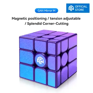 【Official Store】GAN MirrorM UV-Coated 3x3x3 Magnetic 48 Magnets Glitter Sparkle Mirror Speed Cube Puzzle Game Magnets Toys for Kids Adult Cuber Corner Cutting Solve by Shape Purple