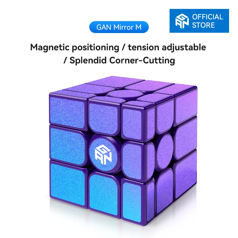 【Official Store】GAN MirrorM UV-Coated 3x3x3 Magnetic 48 Magnets Glitter Sparkle Mirror Speed Cube Puzzle Game Magnets Toys for Kids Adult Cuber Corner Cutting Solve by Shape Purple