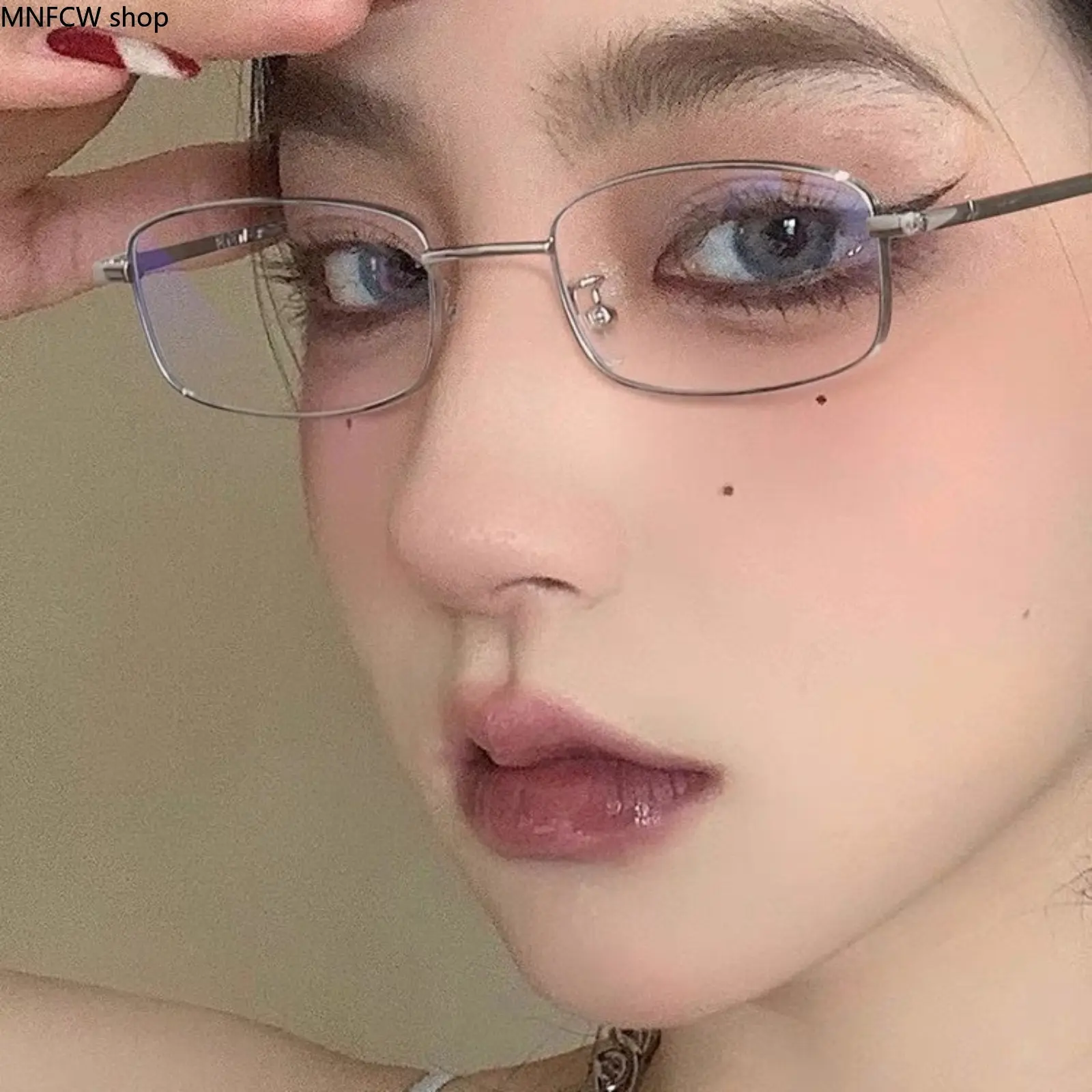Women's Oversized Rectangle Blue Light Glasses - Casual Geek Chic Gold-Wire Frame, Prescription Ready for Office, Bulk Eyewear Available, Casual Stylish Glasses, Stylish Eyeglass, Rectangle Glasses
