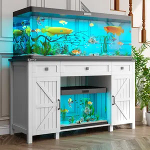 Kepptory Farmhouse 55-75 Gallon Fish Tank Stand with Power Outlet & 2 Drawers Heavy Duty for Aquarium Turtle Reptile Terrarium