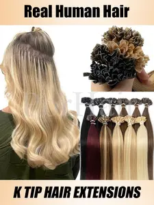 Balayge Blonde Nail Tip Hair Extensions Human Hair Keratin Tip Hot Fusion Human Hair Extensions Black Brown Brown Pre Bonded Hair Extensions 50strands/Pack