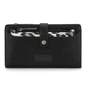 Wrangler Women's Wallets Western Leopard Print Wallets, Card Cases & Money Organizers Ladies Female Bifold Clutch Wallet White Credit Card Cash Wallet with Removable Coin Purses
