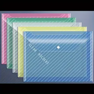 10-pack transparent document bags in various colors - made of durable PP material, featuring a classic style and labeled with "transparent holder" - ideal for organizing documents and files