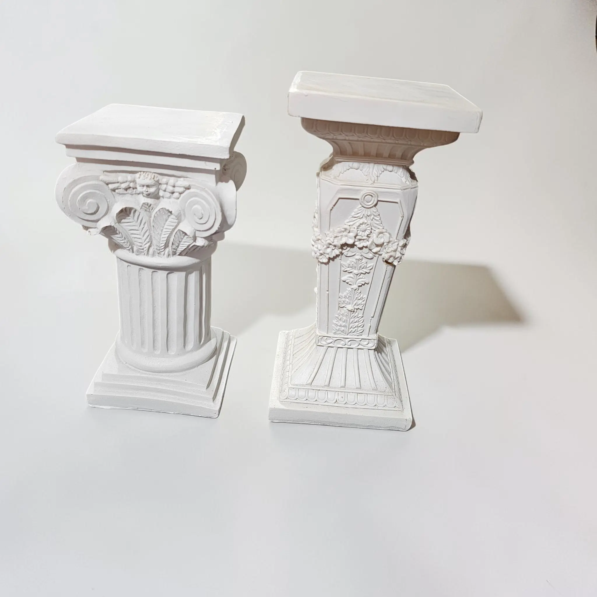 8in Tall Resin Religious Decorative Standing Altar Pillar Pedestal - Classic Architectural Column Stand for Statues, Magical Ornaments, Decoration Sets (No Flowers Included)