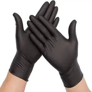 Black Disposable Nitrile Blend Gloves Powder Free Mechanic Auto Repair Tattoo Hair Dyeing Painting DIY Work Size Large 100PC