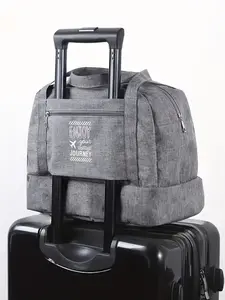 5.28 Gallon Large Capacity Dual Layer Travel Organizer, Gym and Swim Bag, Unisex Sports Bag, Solid Color Carry-On, Weekend Trip Bag