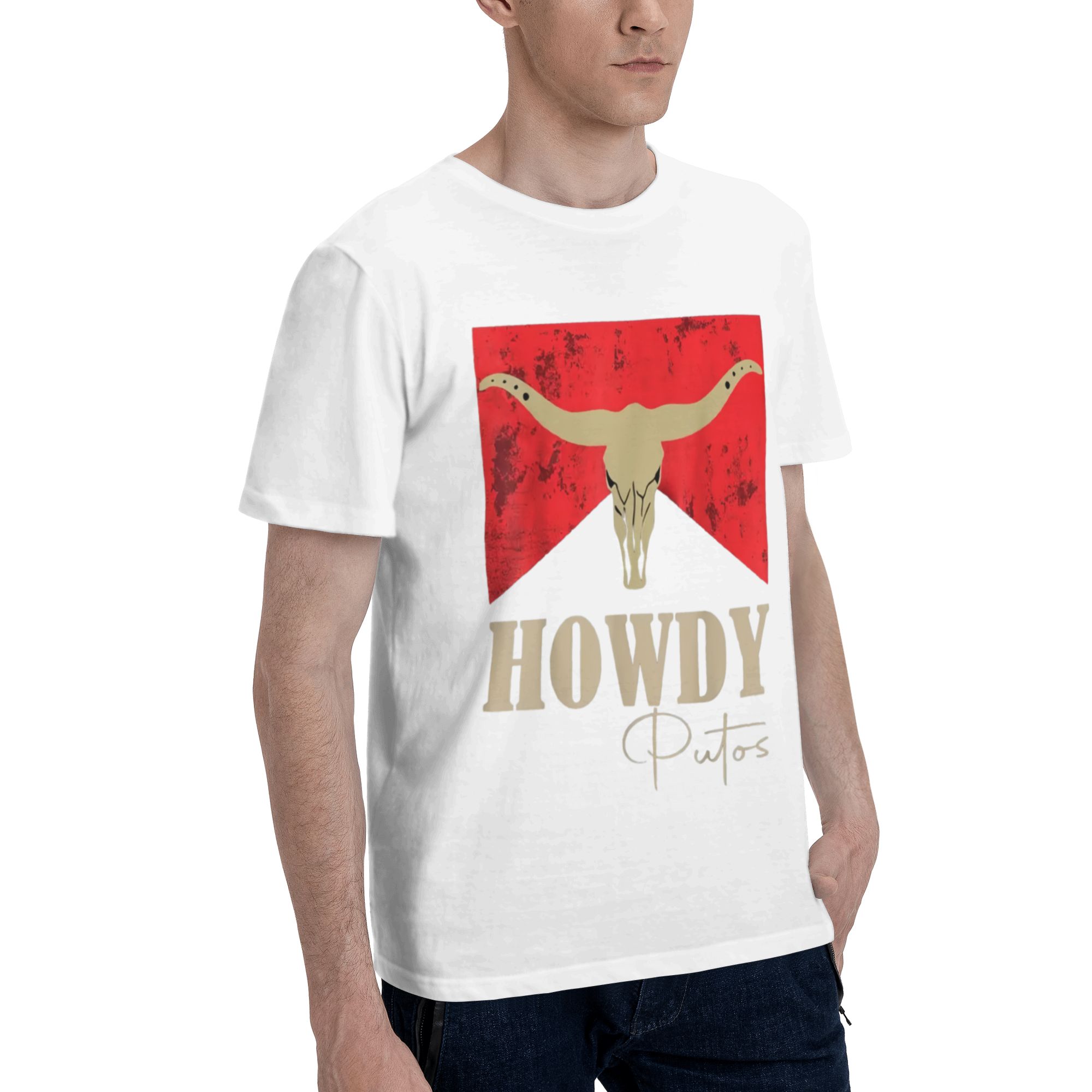Howdy Putos Longhorn Skull Western Graphic T-Shirt Unisex Cowboy Rodeo Country Tee