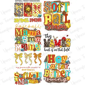 Softball Trendy Ransom Mini DTF Transfer Gang Sheet 24.5" wide x 36" long. Direct To Film Mini Gang Sheet