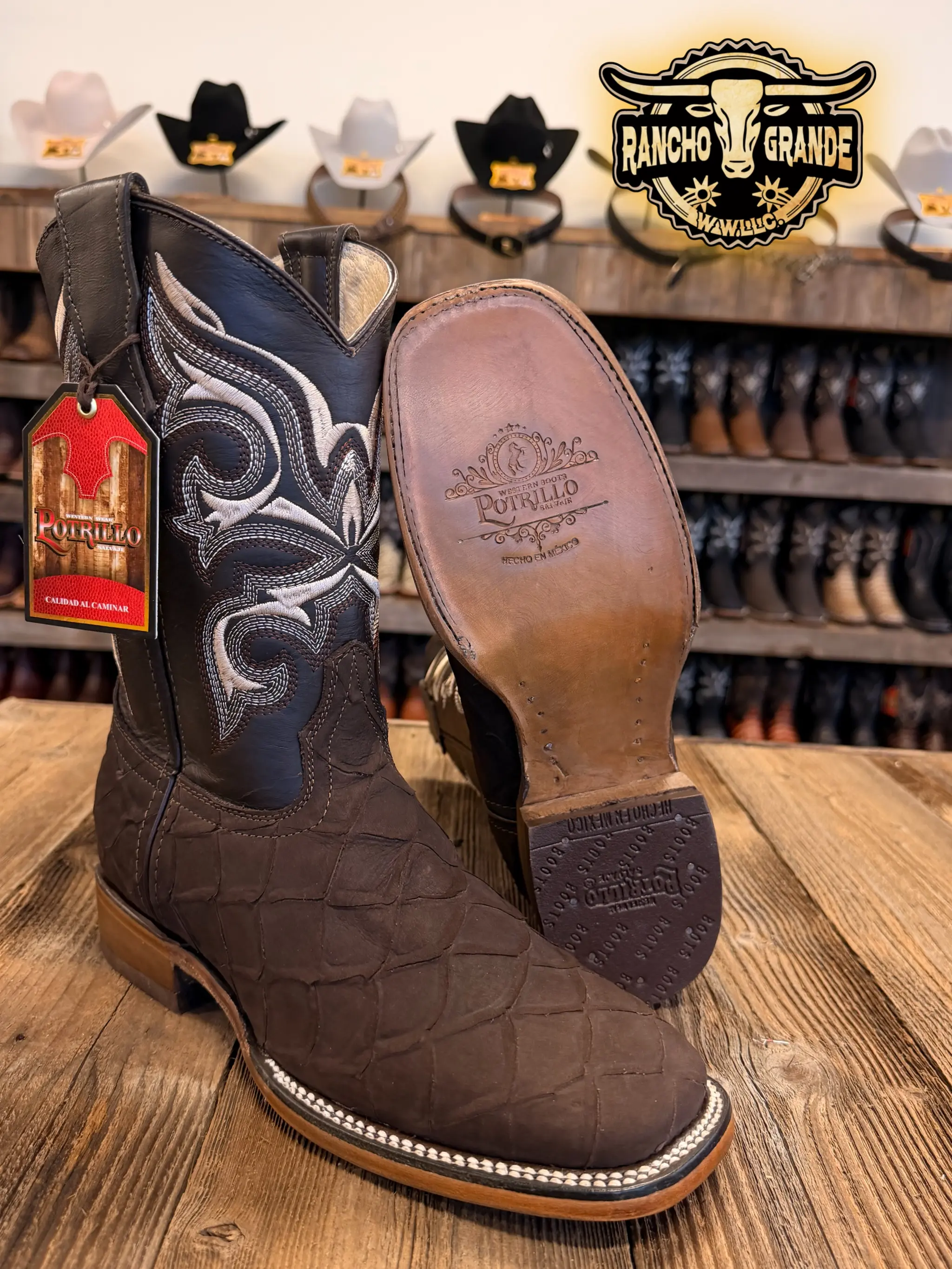 Mens Western Cowboy Boots Fish Design / Botas Vaqueras para Hombre Diseno Pescado