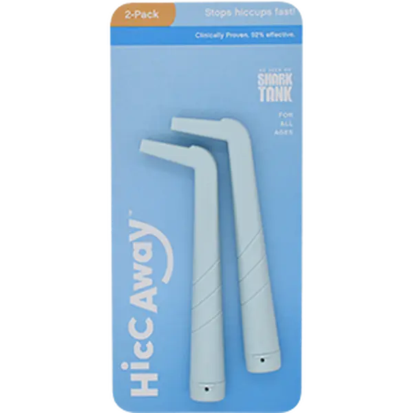 HiccAway Hiccup Straw Double Pack - Stops Hiccups Fast, as seen on Shark Tank - Clinically Proven for All Ages. Safe, reusable & lightweight. Drinkware Glass