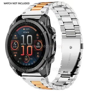 26mm quick pack metal strap suitable for Garmin Fenix 8/tactix 8 AMOLED-51mm/Fenix 7X pro/7X/6X pro/6X/5X Plus/5X/3 HR/3 compatible, four-wheel drive stainless steel strap 8/epix pro 51mm/Enduro 3 2/tactix 7 pro metal stainless steel men's strap 1 piece