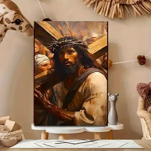 2DFlatCnvs rt Print for Vlentine'S Dy Gifts| Vintge of Blck Jesus with Blessings nd Slvtion| Frmed Colorful Wll Decortion for Vlentine'S nd Home Decor (Framed Wrapped Canvas)